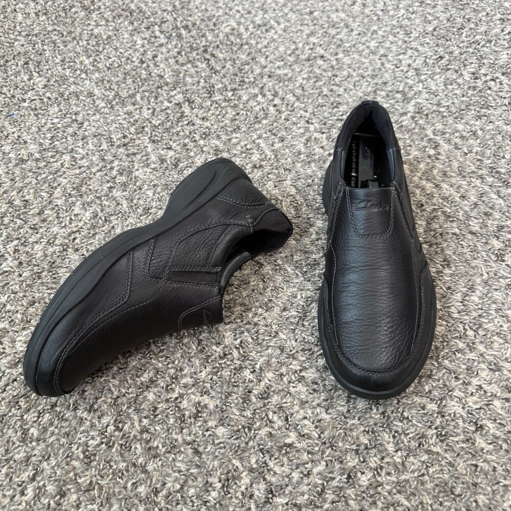 Clarks Men Wavekorey Free Grain Black Leather Slip On Loafers Shoe Men’s Size 9